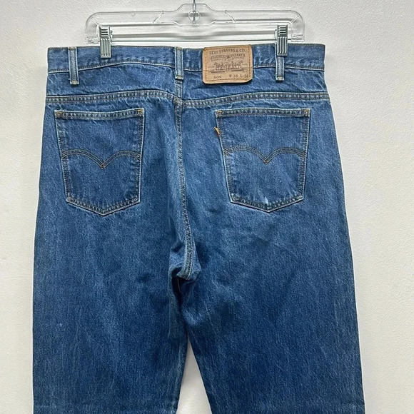 Levi's 505 Orange Tab Denim Blue Jeans Straight Leg Vintage Size 38 x 36" - Picture 5 of 8